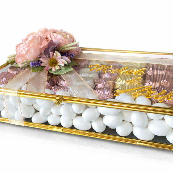 Özel Tasarım Cam Kutu Söz – Nişan Çikolatası